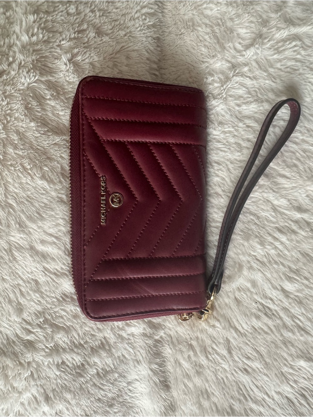 Michael Kors Wine Quilted Wristlet